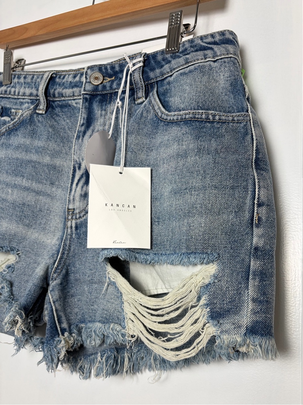 KanCan High Rise Distressed denim Shorts Large - Picture 3 of 16